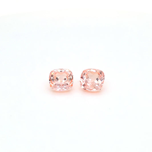 6ct Hydrothermal Morganite Cushion Cut Pair