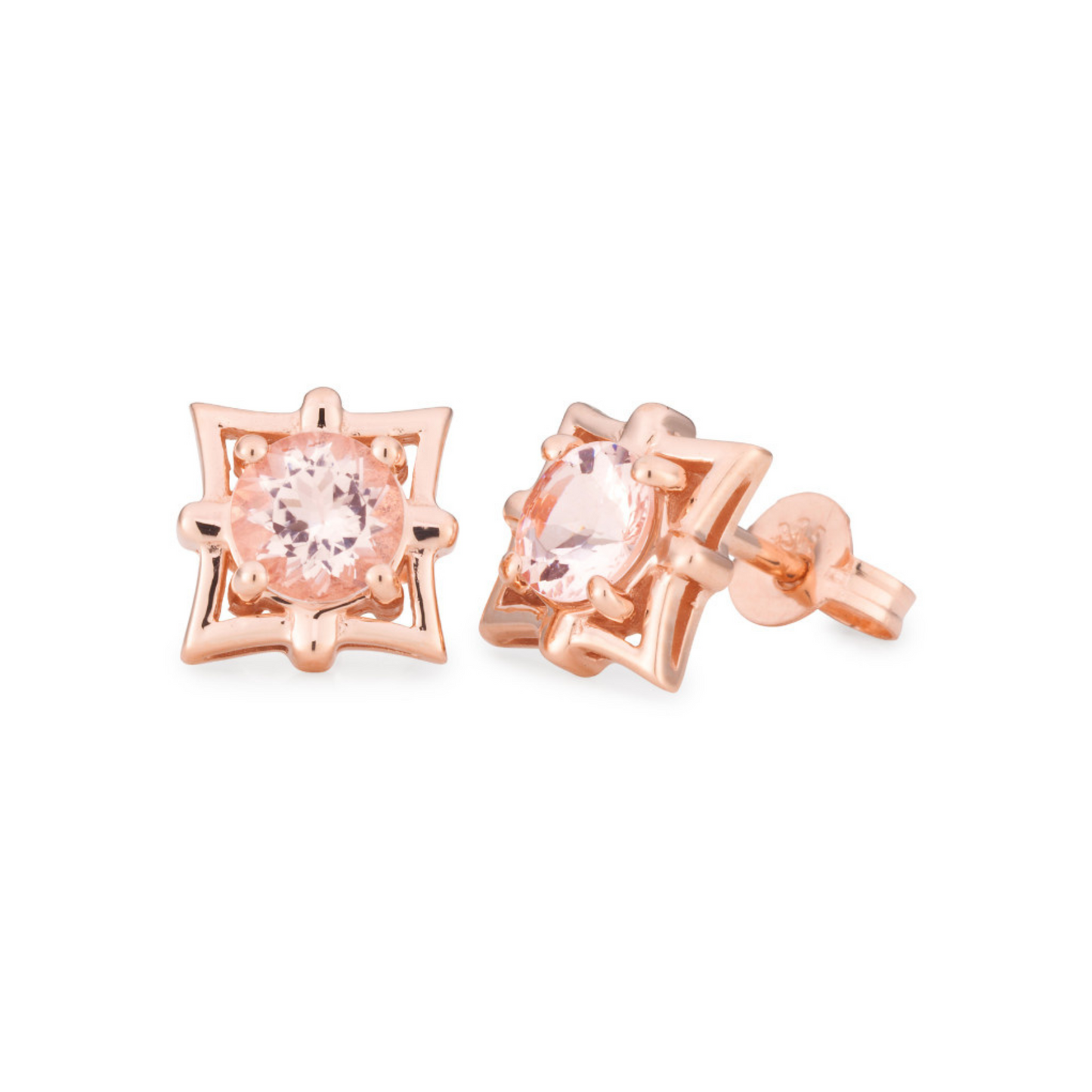 9ct Rose Gold Morganite Stud Earrings