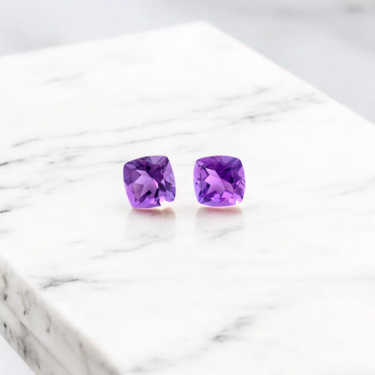 Amethyst Cushion Cut Pair 6mm