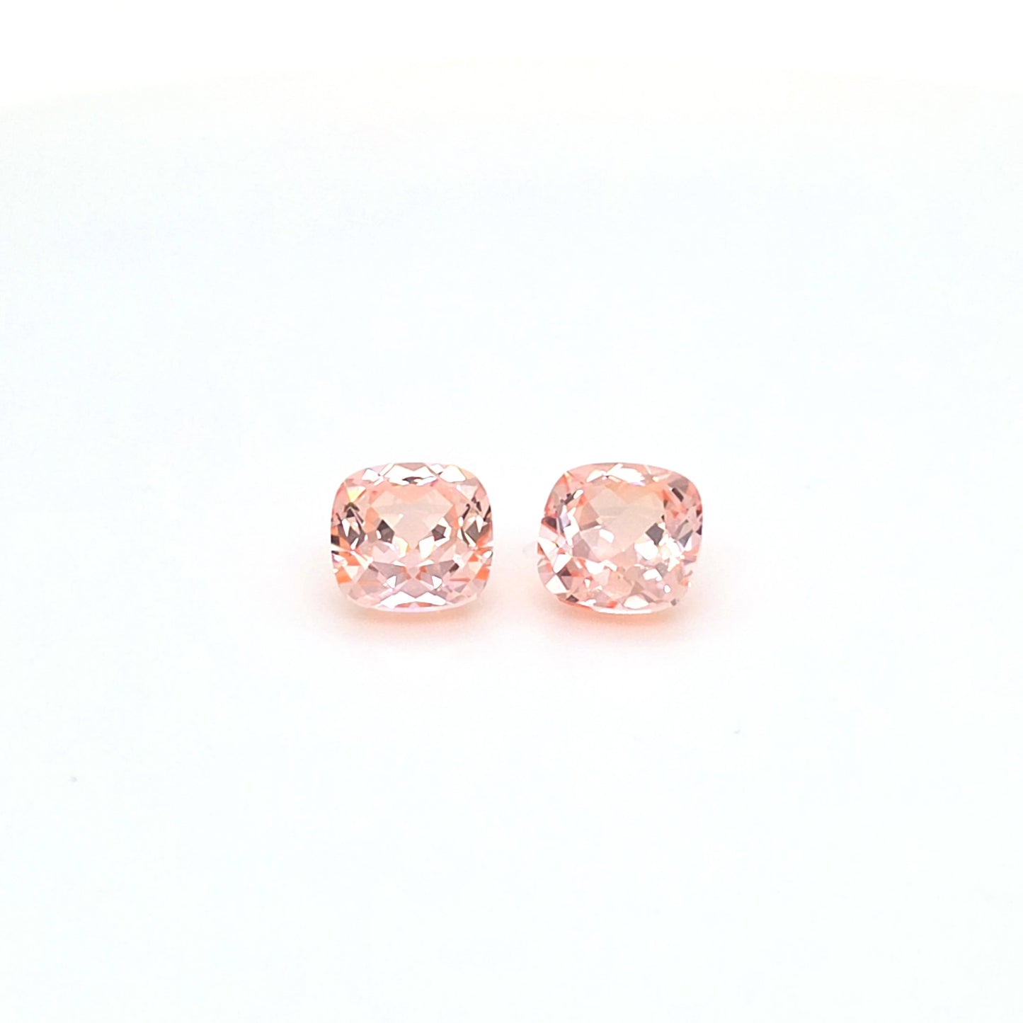 6ct Hydrothermal Morganite Cushion Cut Pair